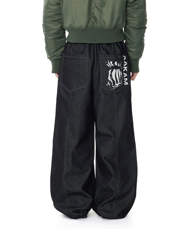🇰🇷訂購｜AAKAM｜Knee Pin-tuck Printed Denim Pants 3色 | AnyNOID