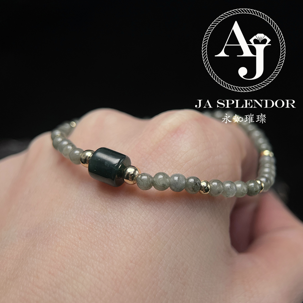 FBG25-H06 天然翡翠A玉 冰潤簡約幸運路路通小米珠手鏈