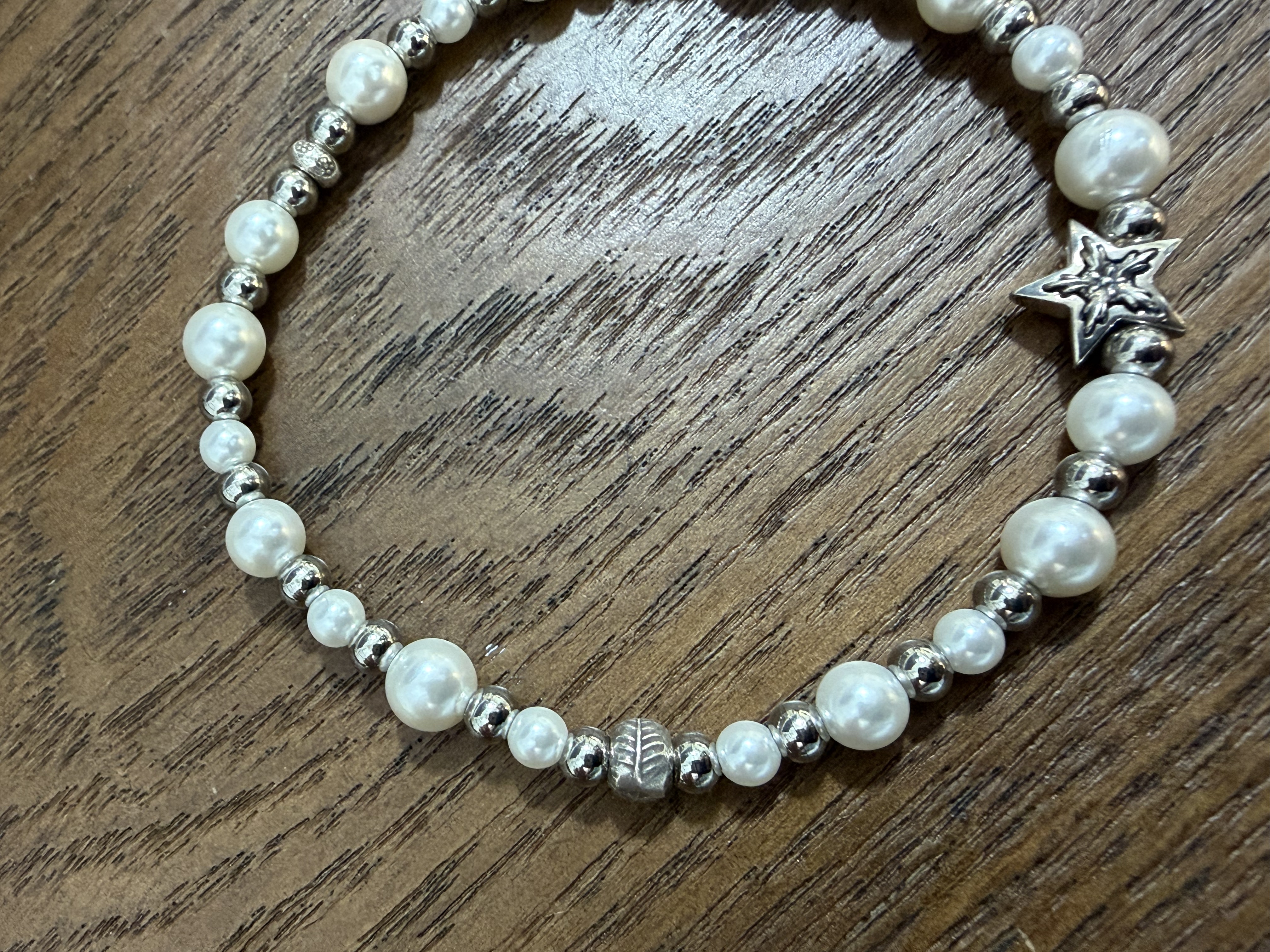 🇰🇷Designer Brand White Pearl Star Bracelet