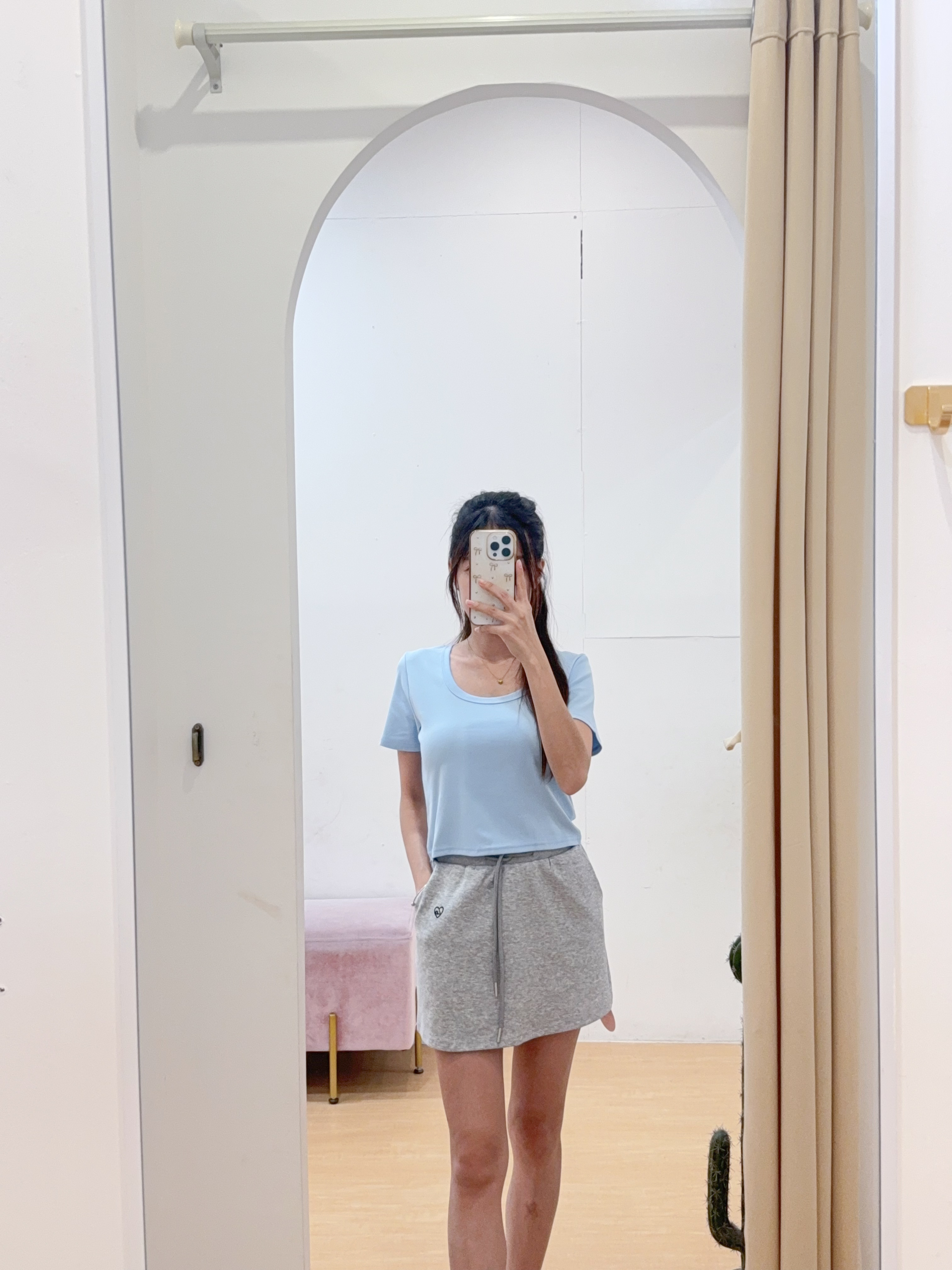 基础款U领纯棉短版上衣 R2964 