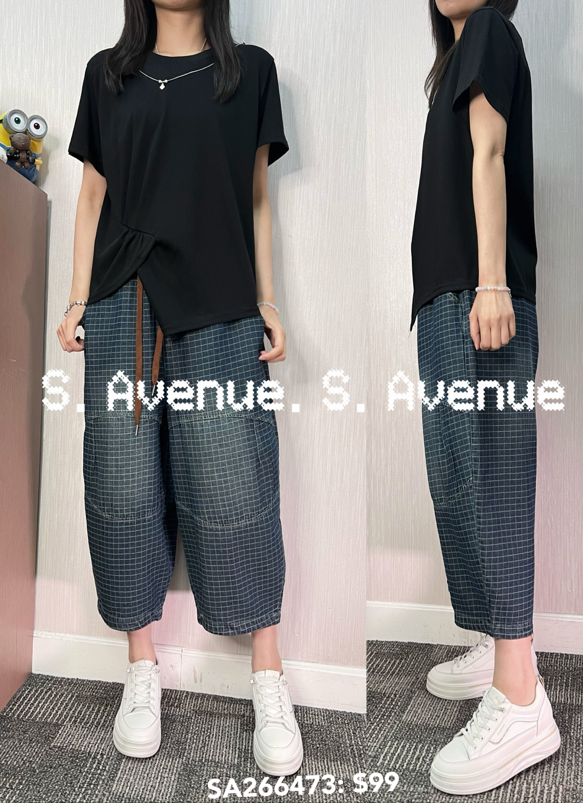 SA266473: 短袖淨色不規則腳tee