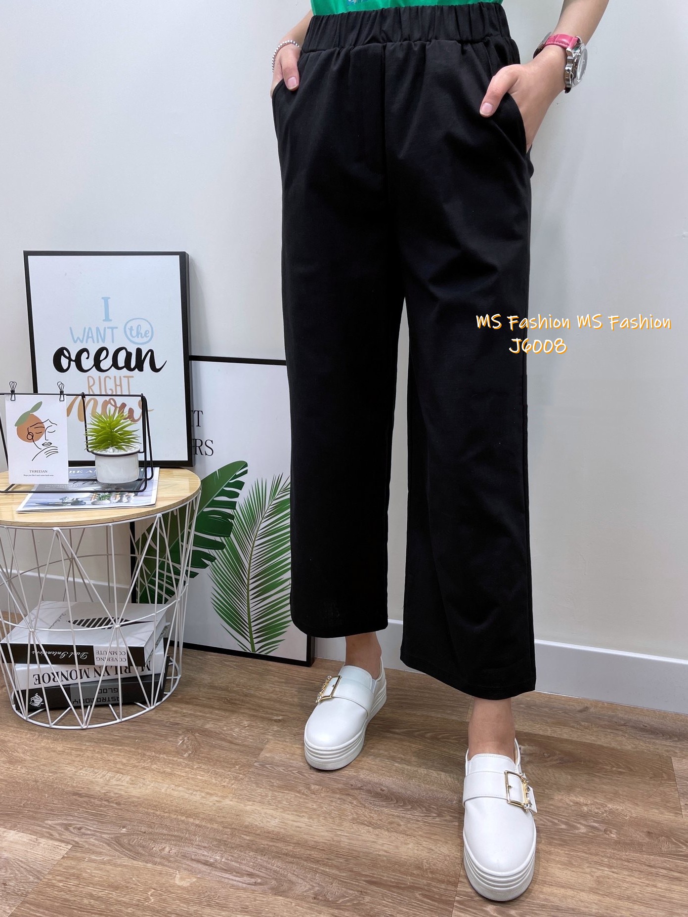 J6008 韓國🇰🇷棉麻直筒褲