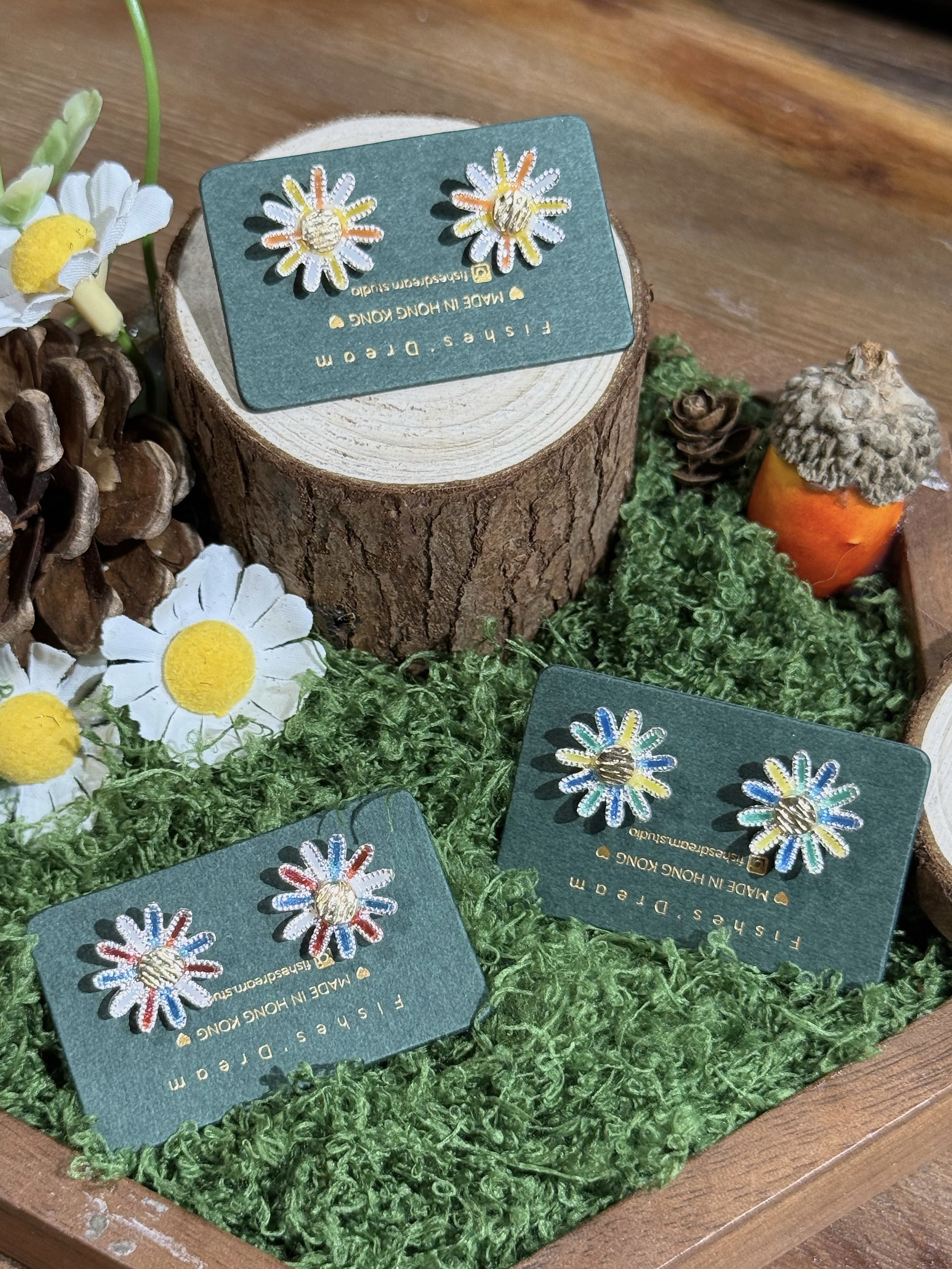 曙光花 Sunburst Flower Stud Earrings | 耳釘款耳環