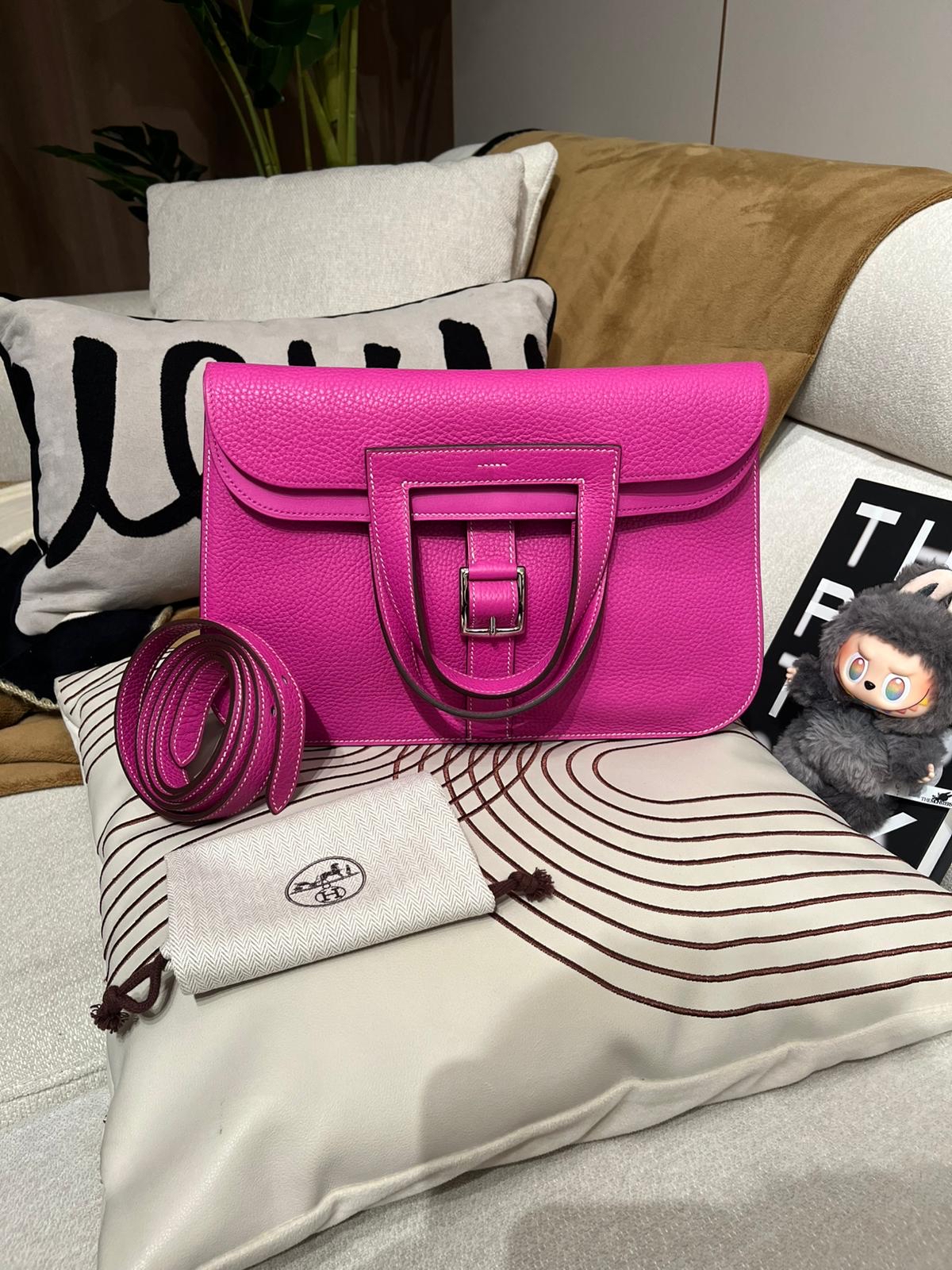 Hermes halzan 31,9I,玉蘭粉銀扣TC粒粒牛皮，STAMP C 100%Authentic ,98%new✅dust bag 