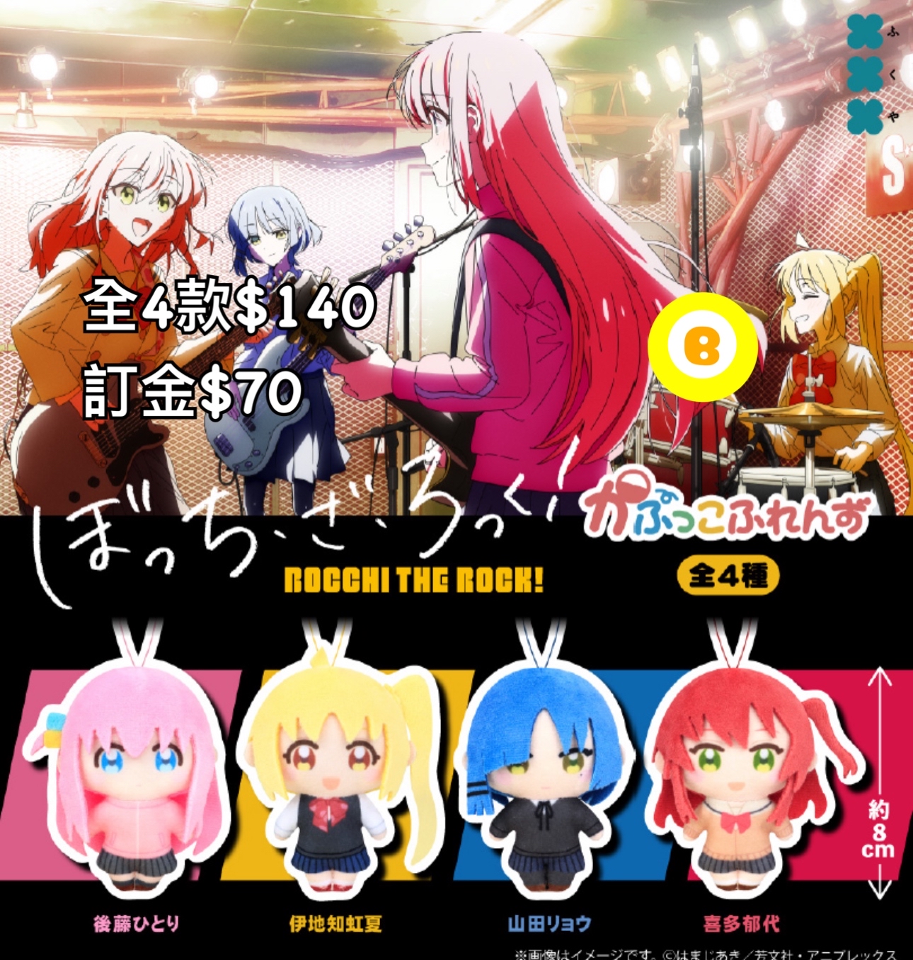 Preorder預訂6/2026年孤獨搖滾公仔扭蛋