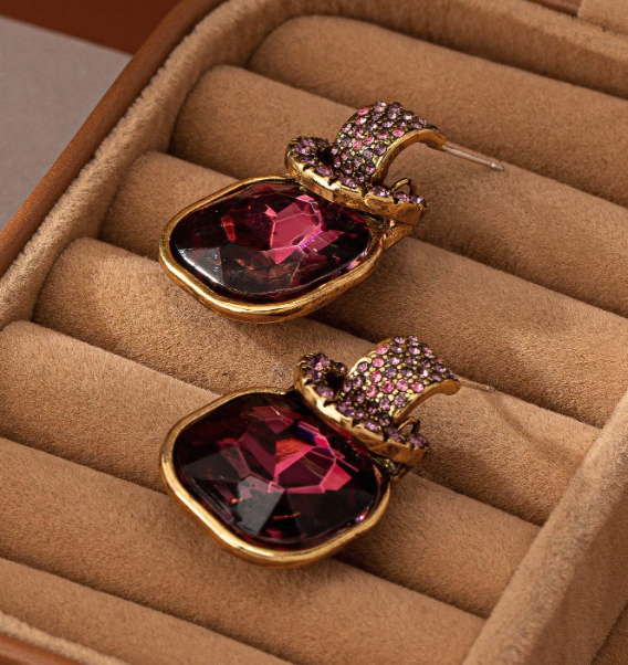 Crimson Luxe Gem Drop Earrings