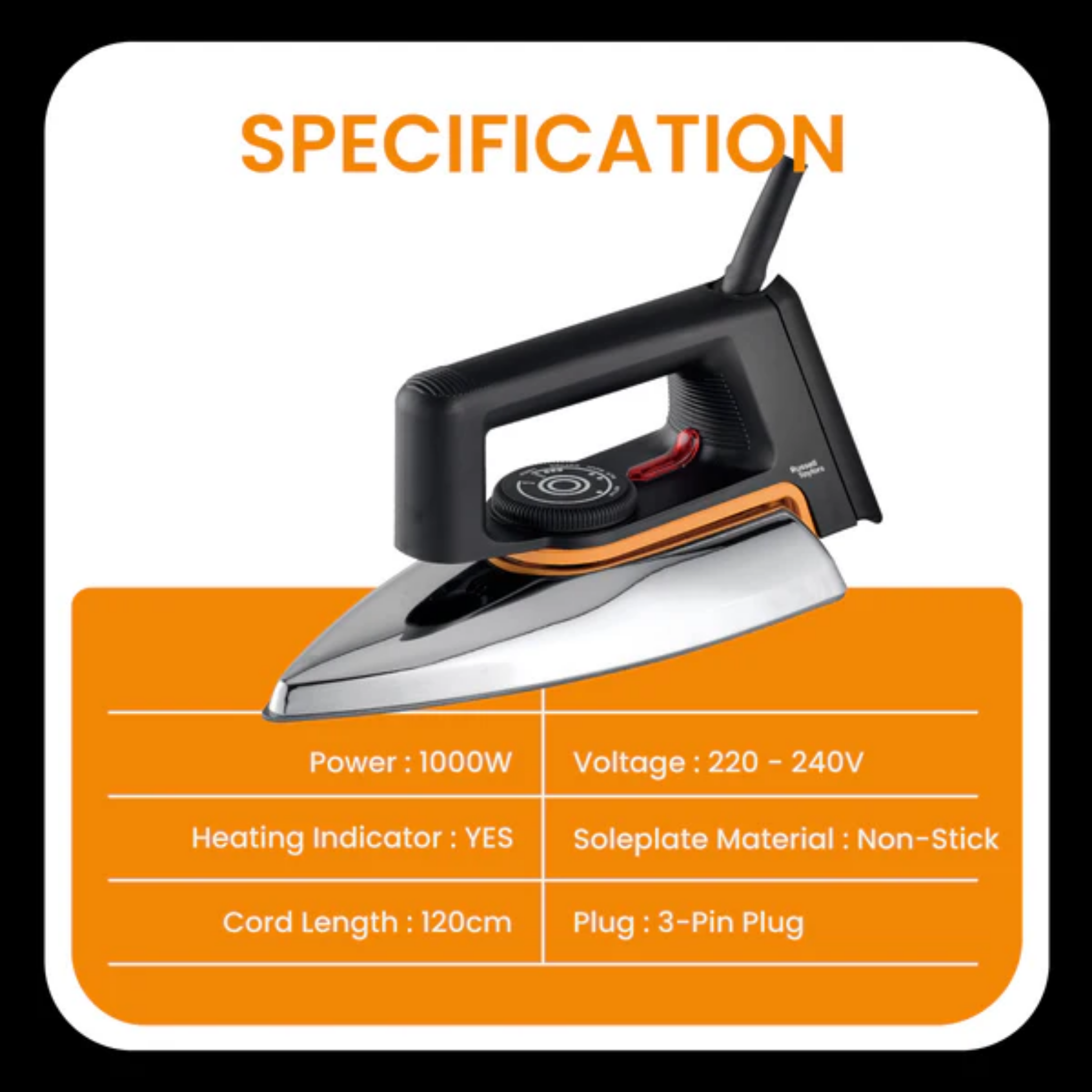 Russell Taylors 1000W Dry Iron (DI-10)