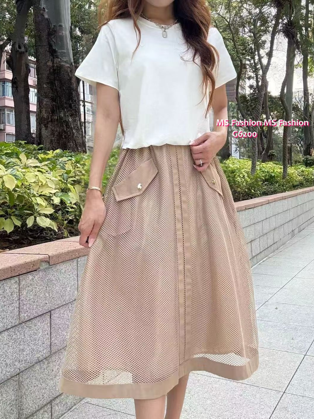 G6200 韓國🇰🇷假兩件拼網料連身裙