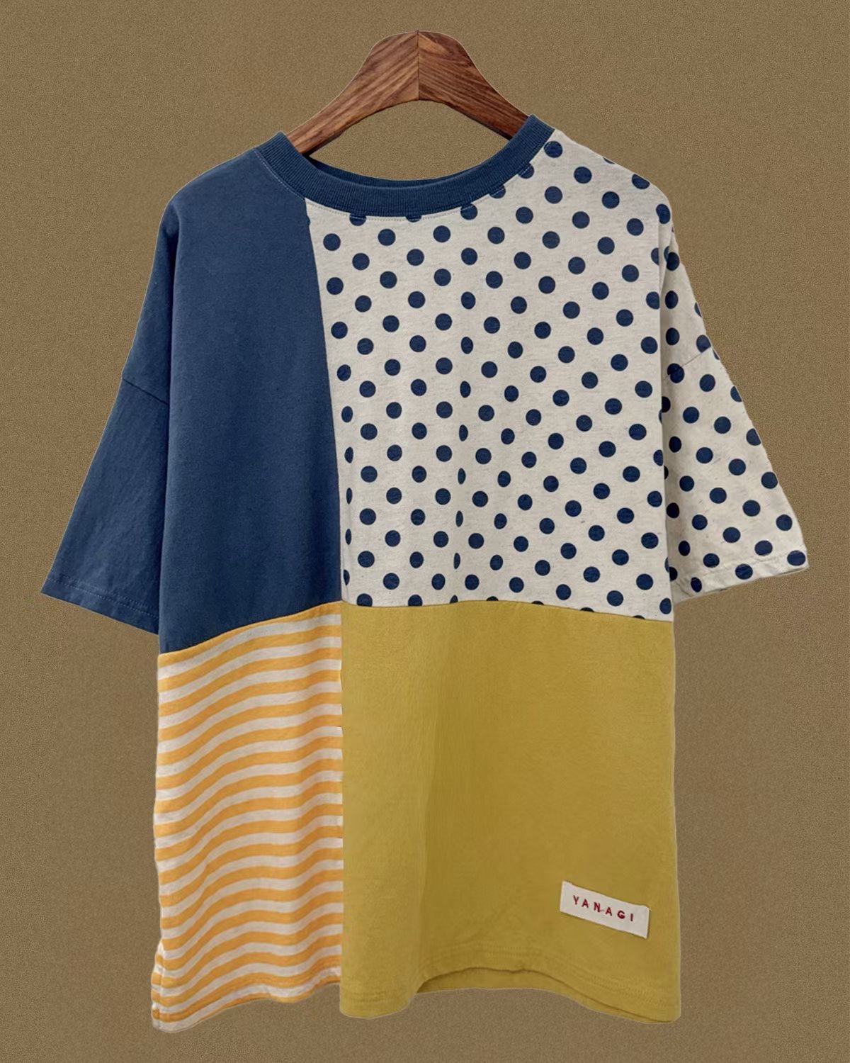 YA OX 4格波點條子tee