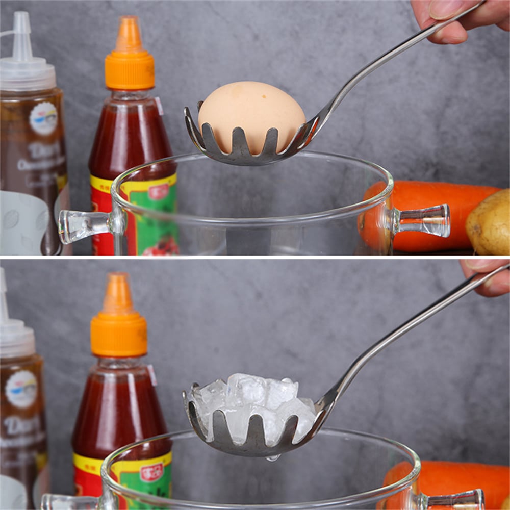 不鏽鋼撈麵勺 意麵爪勺 粉麵叉 漏勺 冰塊鏟 粉麵鏟 扒麵鏟勺  [平行進口] HK2732