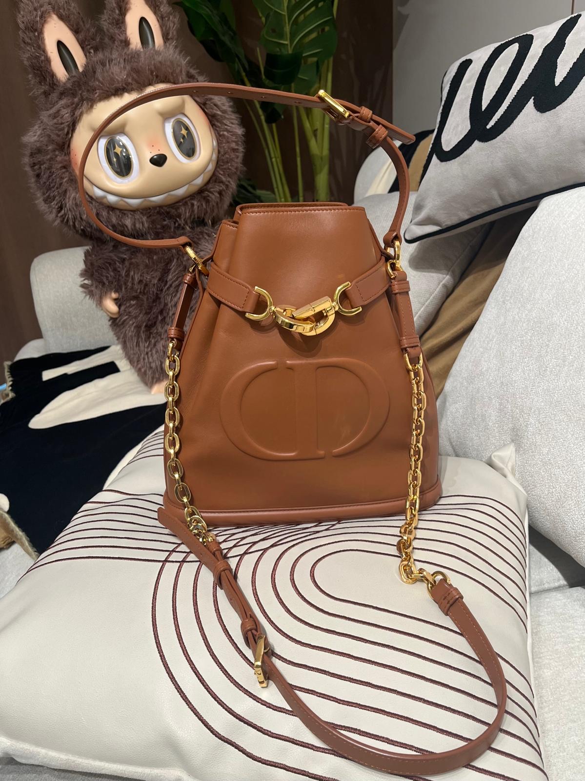 Dior C'EST Christian Dior Calfskin Medium Tan 100%Authentic, 98%New ✅Dust bag