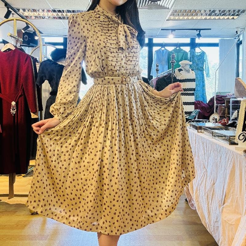 Vintage Japanese Leopard Pattern Dress With Original Belt (PP001-16)