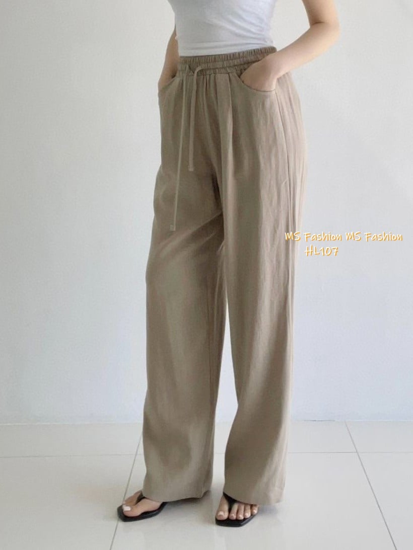 HL107 韓國🌼Howluk棉麻闊筒褲