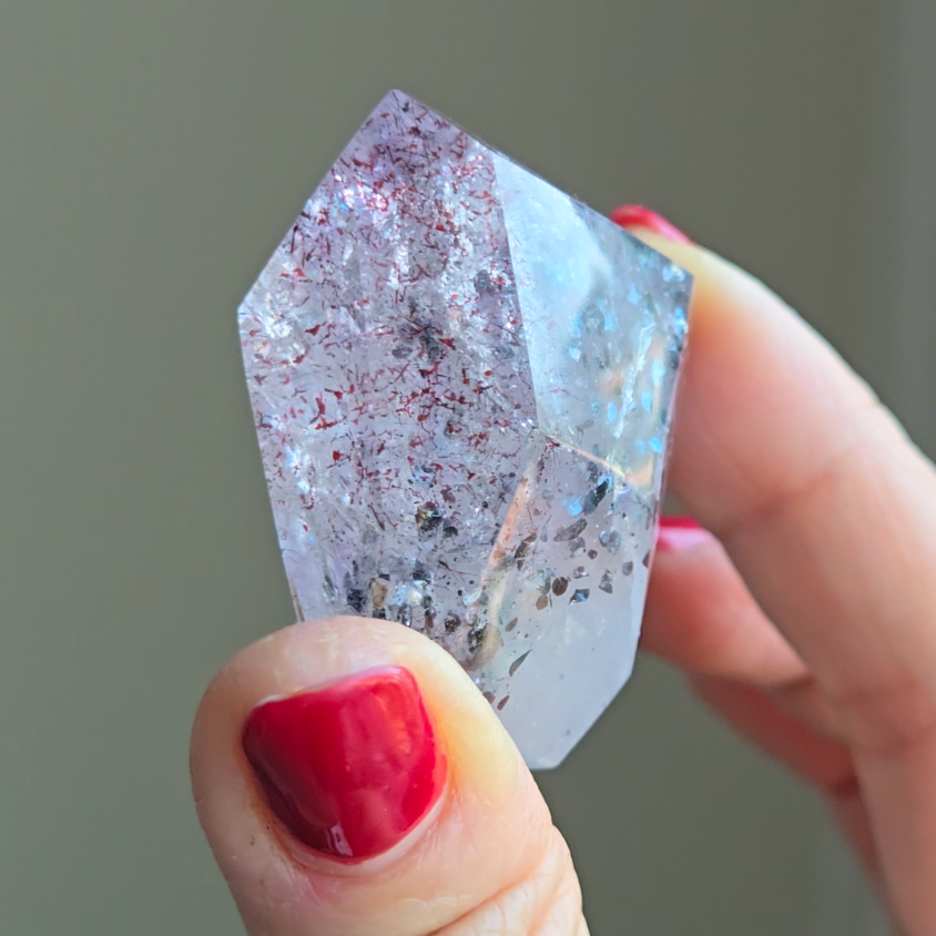 Amethyst with sparkly mica and red hematite - S777