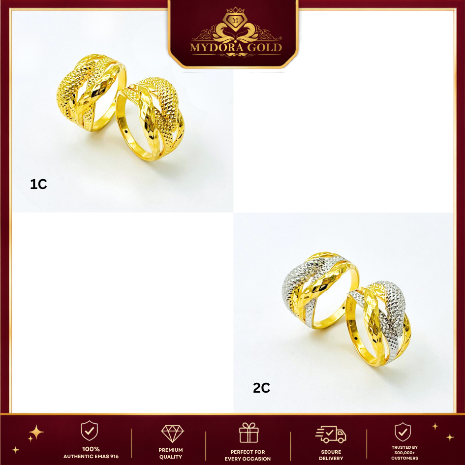 MYDORA Cincin Lintah Diamond Cross (5G) l EMAS 916/22K