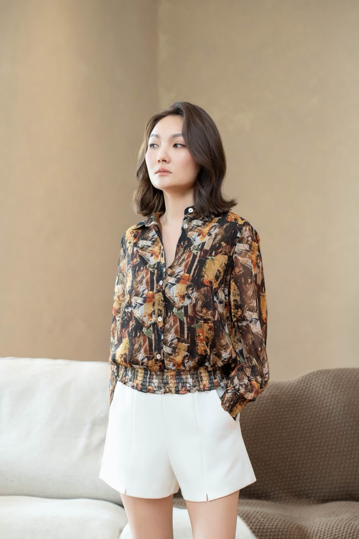 SS-Y689 IN-HOUSE LONG SLLV FLORAL CHIFFON BLOUSE