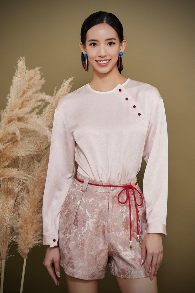 CB2779 Oriental Button Satin Blouse