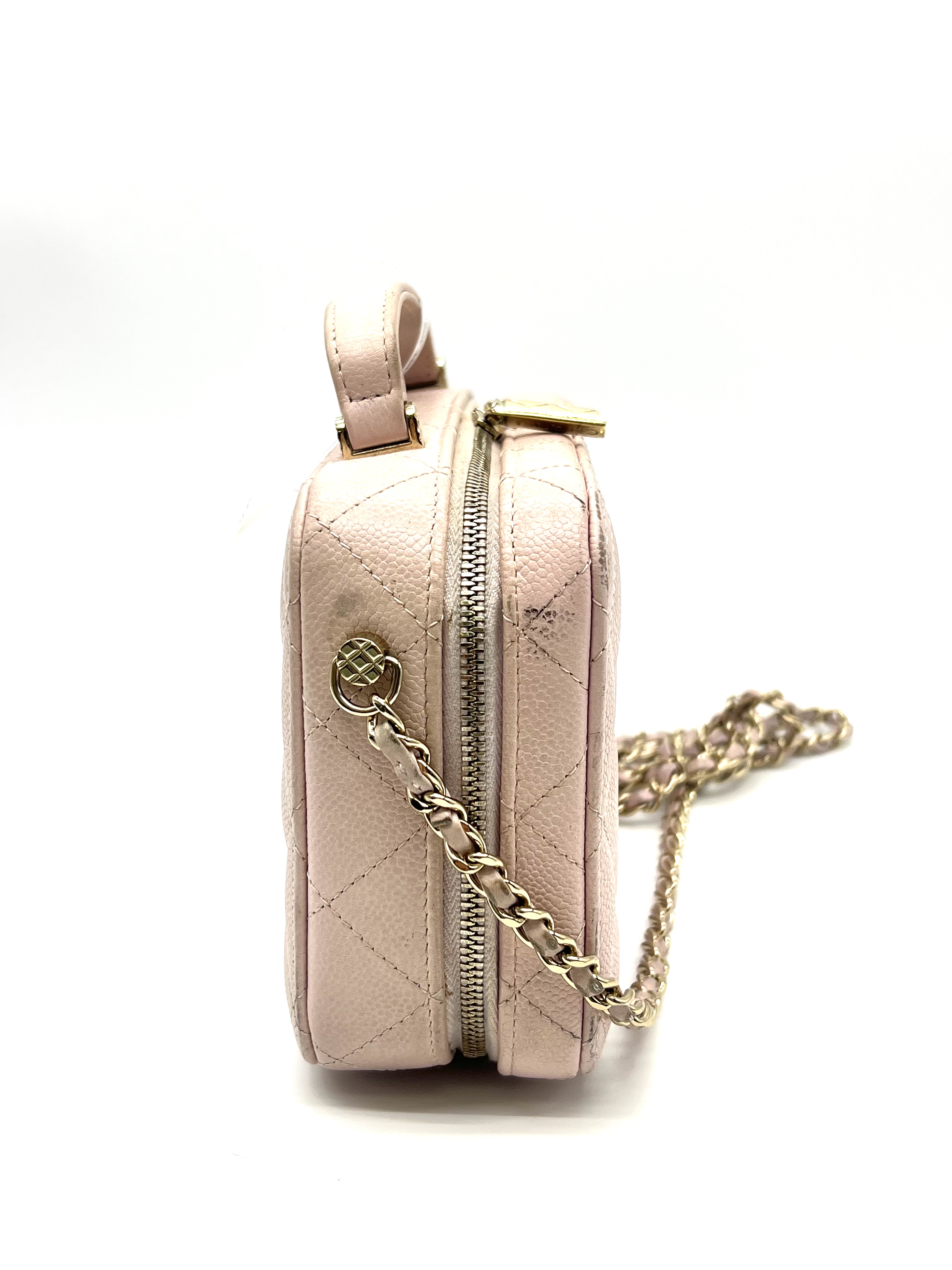 Pre-Owned CHANEL Top Handle Vanity Case Caviar Light Pink Gold Hardware / Product Code: 26041406