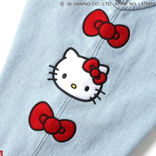 🆕【⭐訂購⭐】🇯🇵 日本直送 🌀#Kitty 刺繡貼布 扇形下擺 牛仔連身褲🌀[ELEA-0072] [260607]