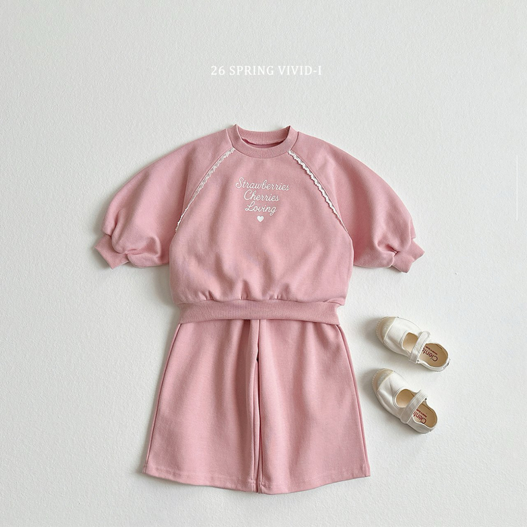 🌸預訂 韓國直送🌸🇰🇷VIVIDI三色英文印花蕾絲泡泡袖上下套裝