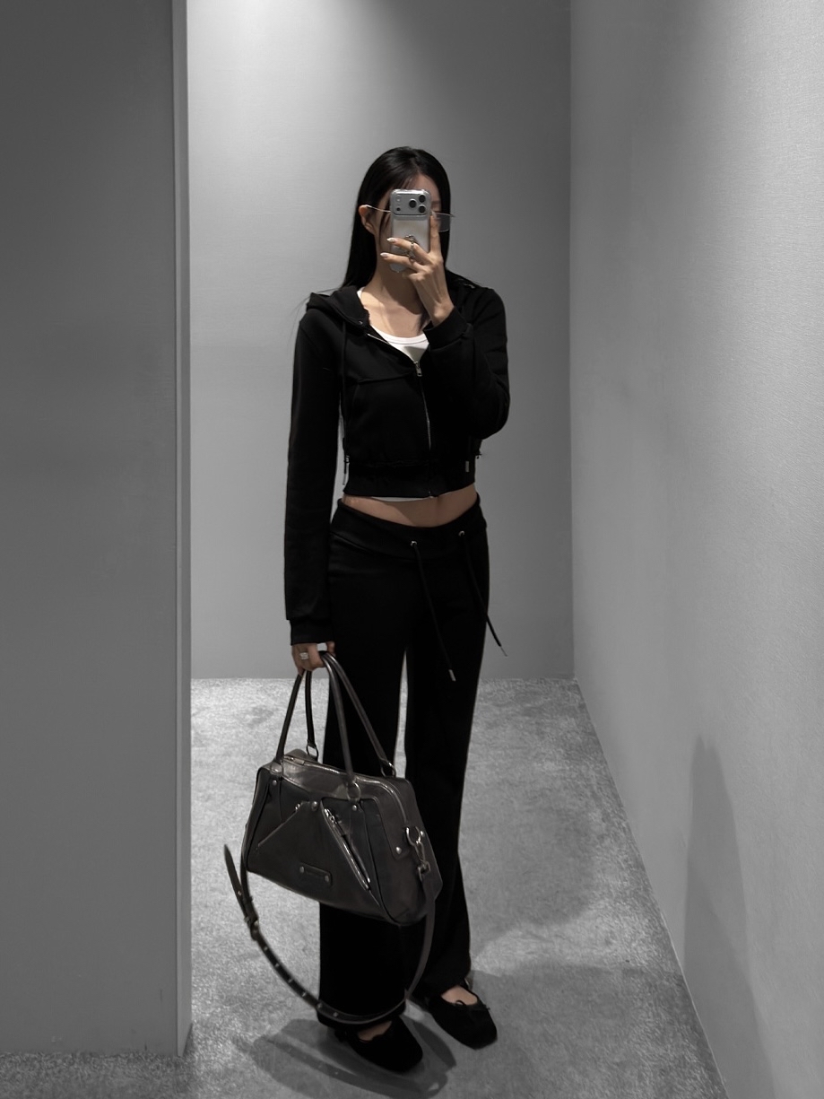 Distressed Cropped Zip-Up Hoodie