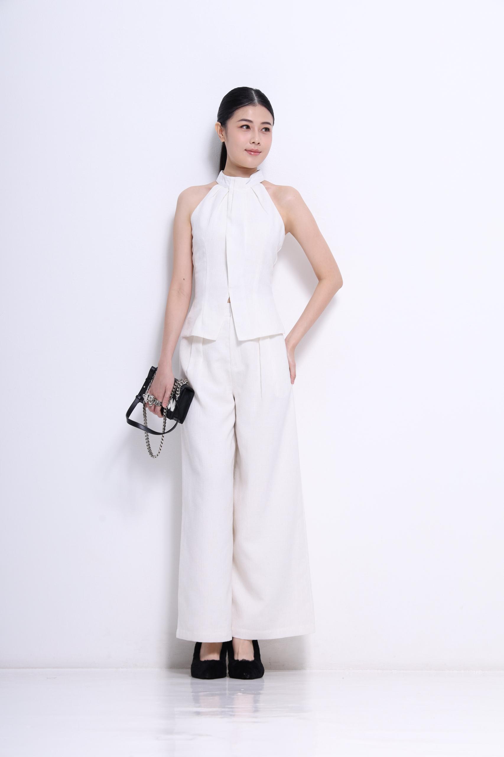 CB2713 LINEN BLEND CUT IN FIT TOP