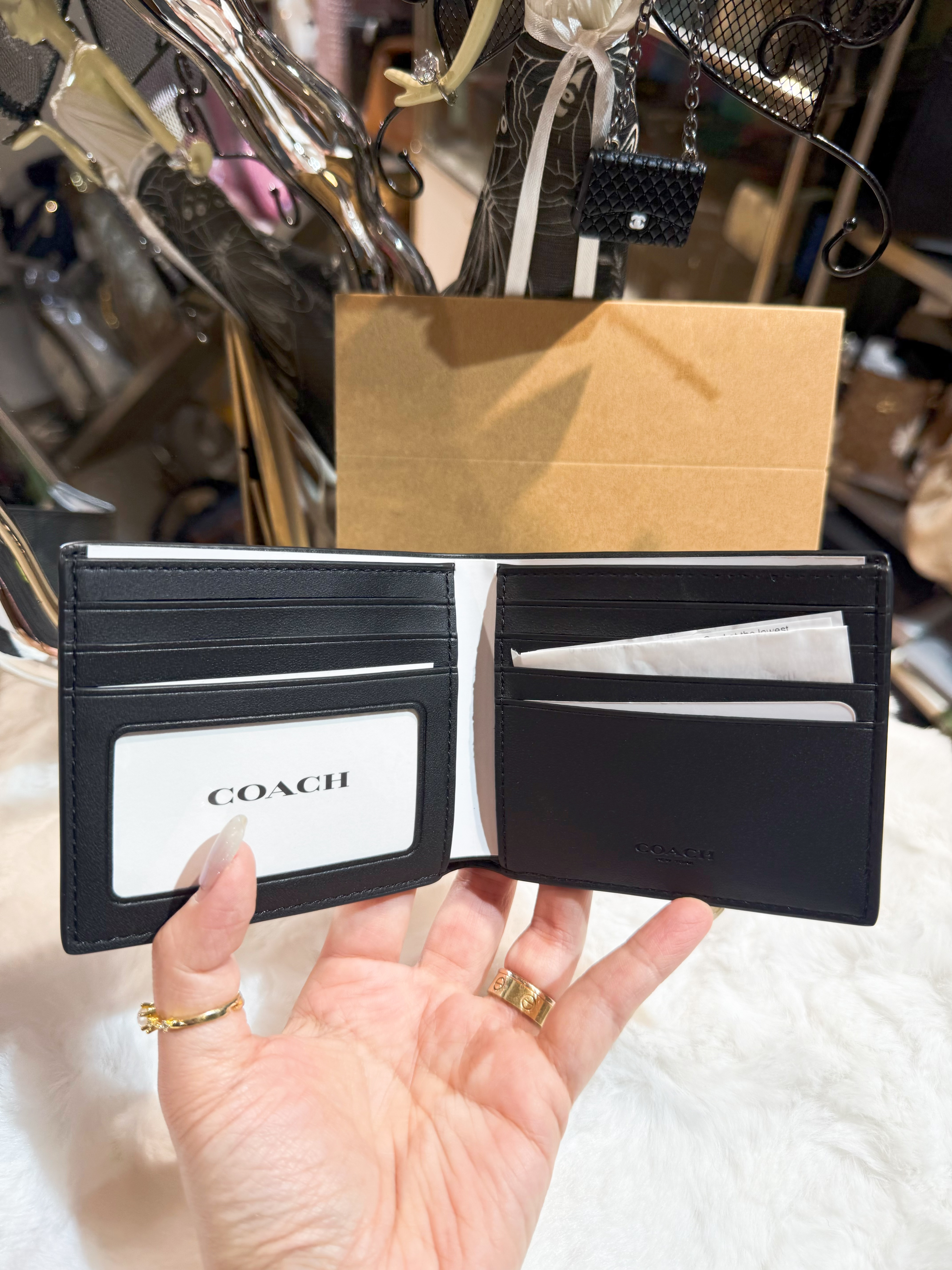 Coach bi fold wallet id/blk/m