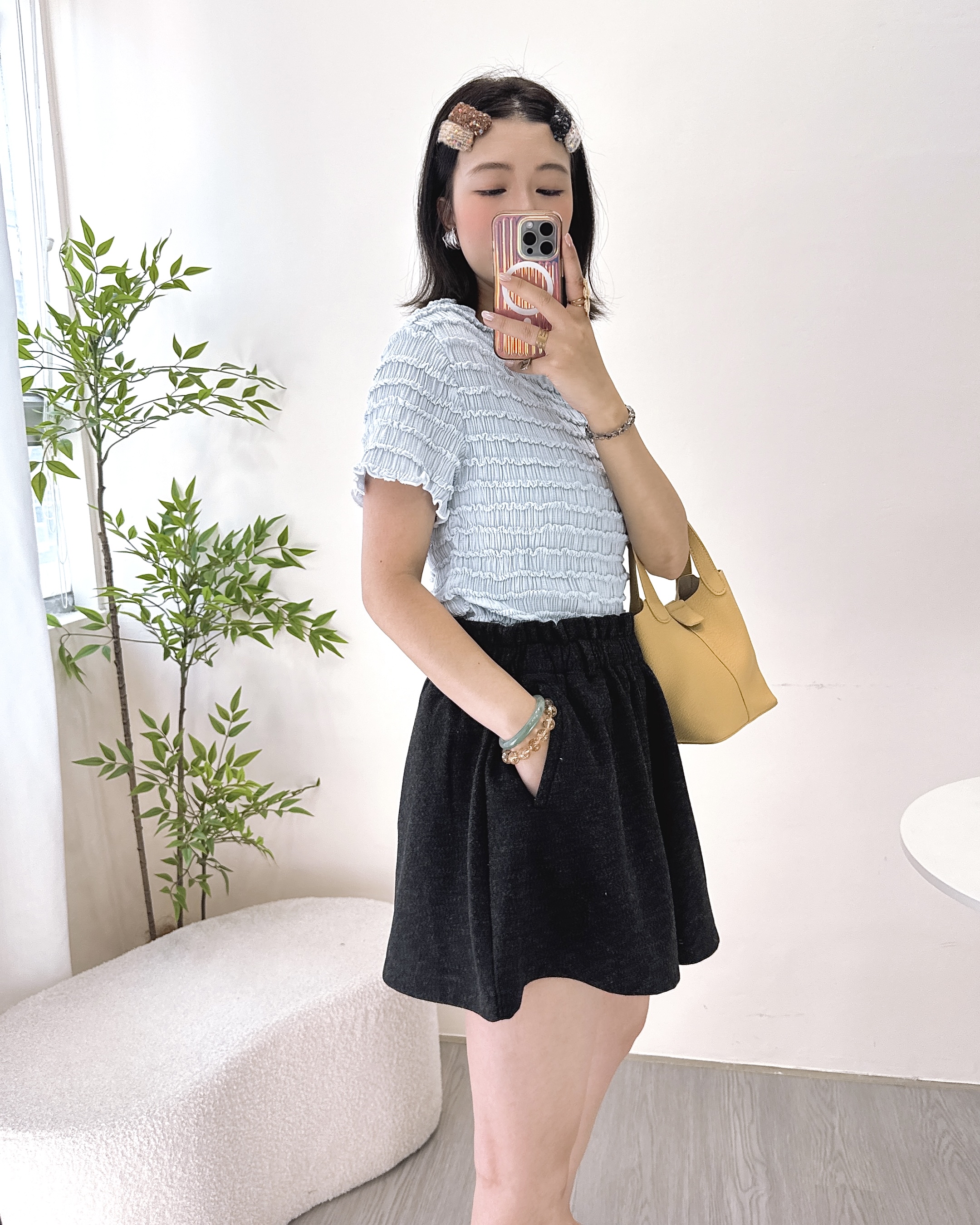 超彈性3D格紋小清新上衣 4色