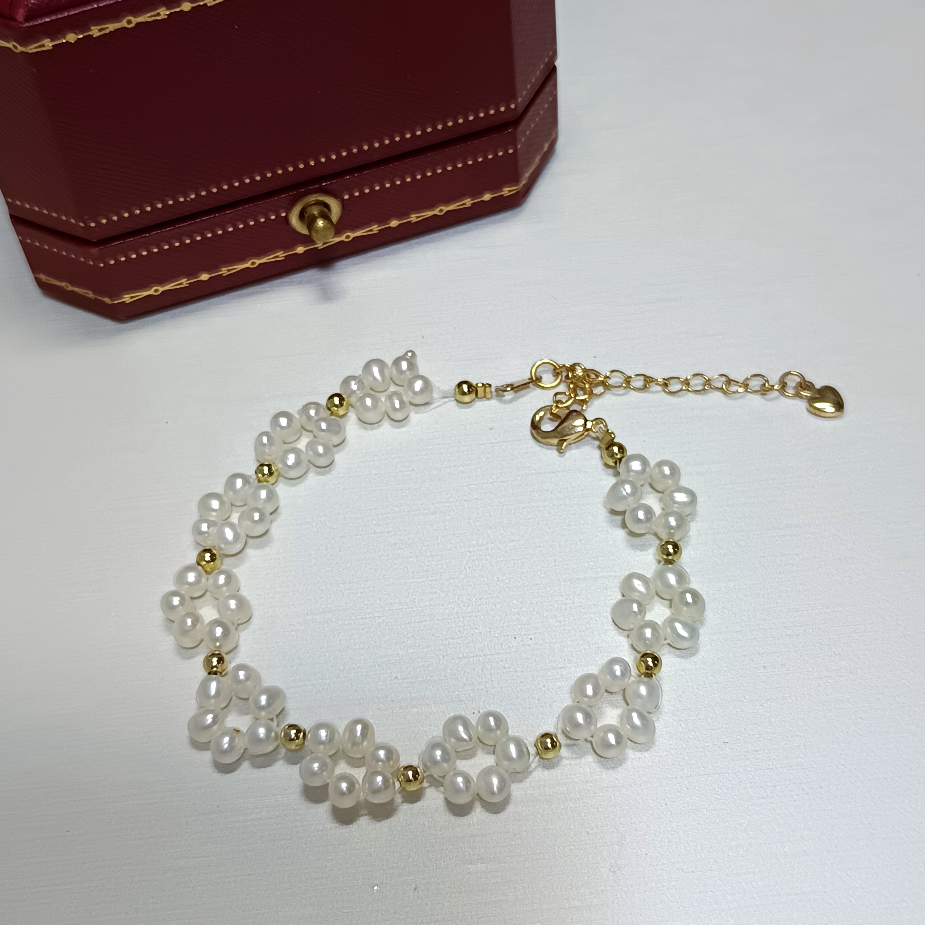 🎉特惠產品‼️淡水baby珠編織小花注金手鍊