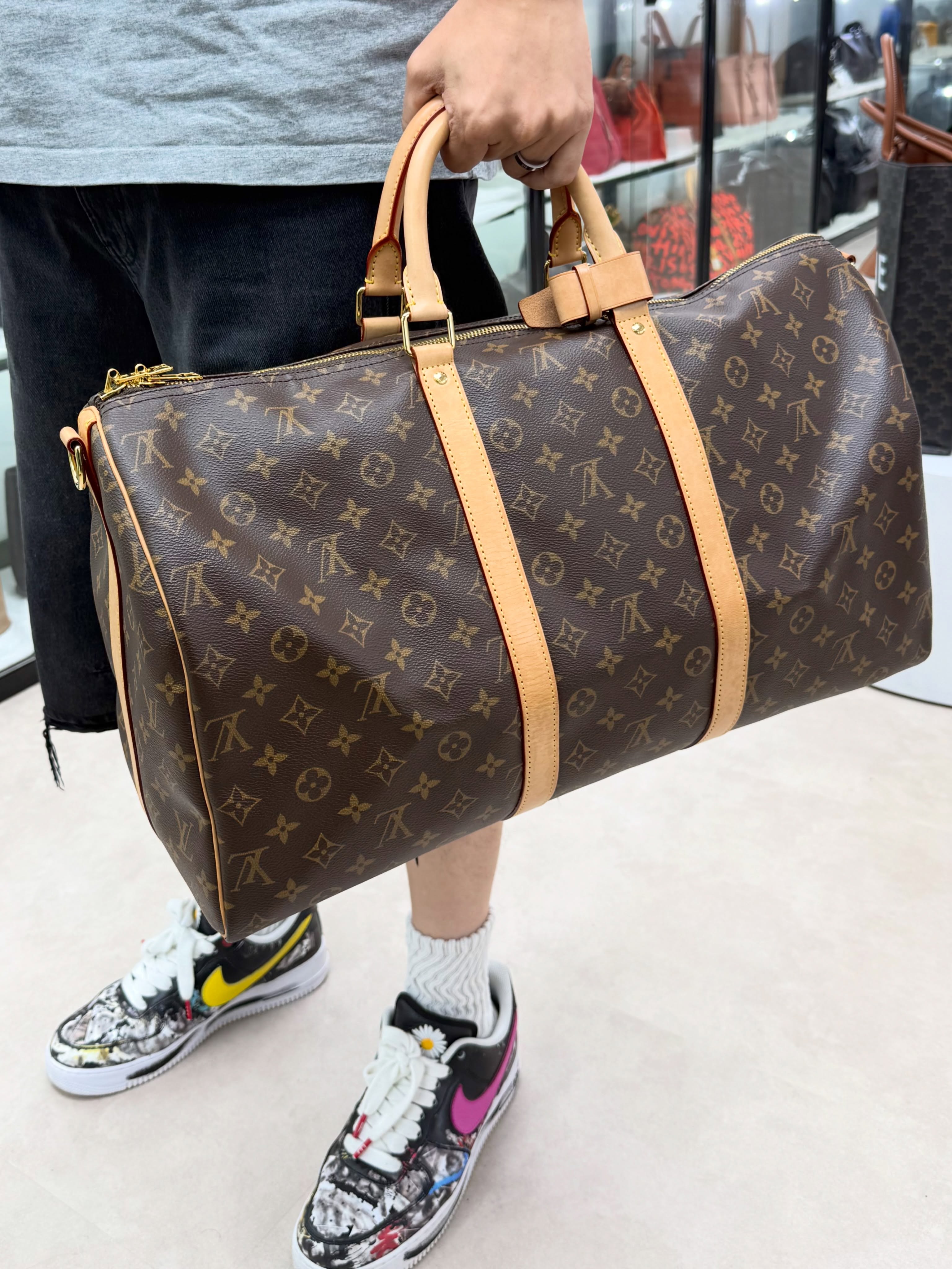Lv👜 PRE OWNED 🛍️啡色老花keepall 50 🤎