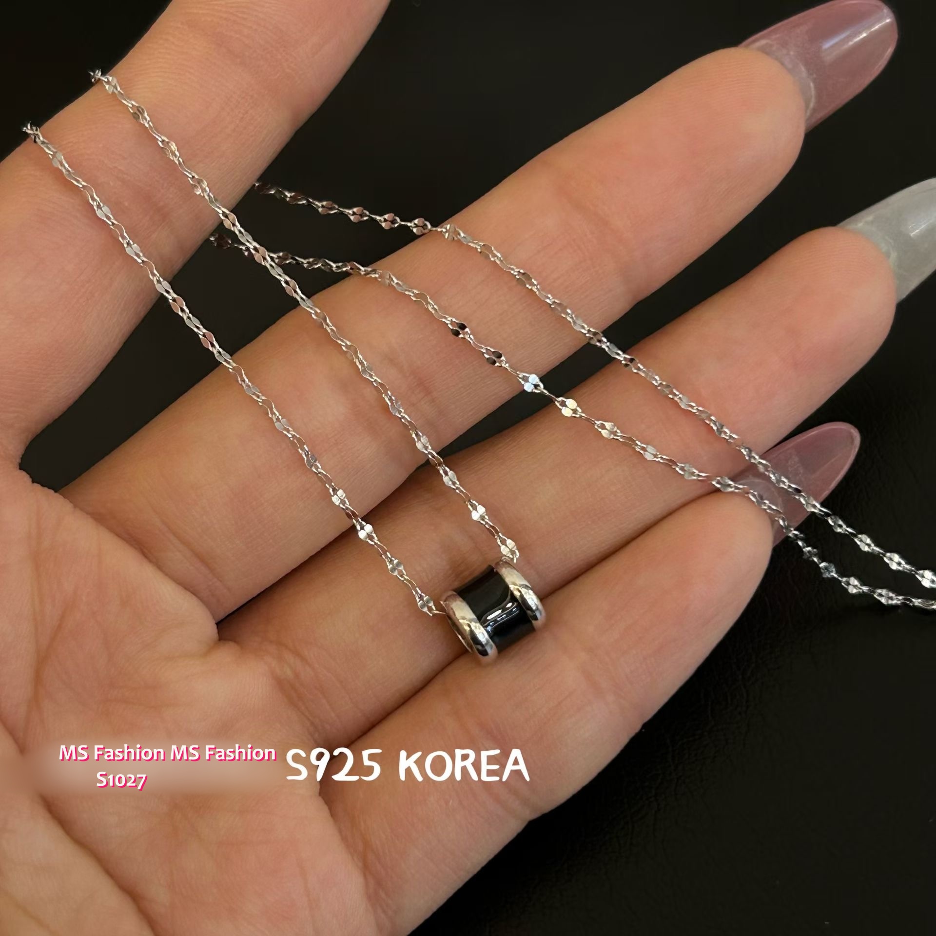 S1027 韓國🇰🇷S925純銀黑轉運輪頸鏈