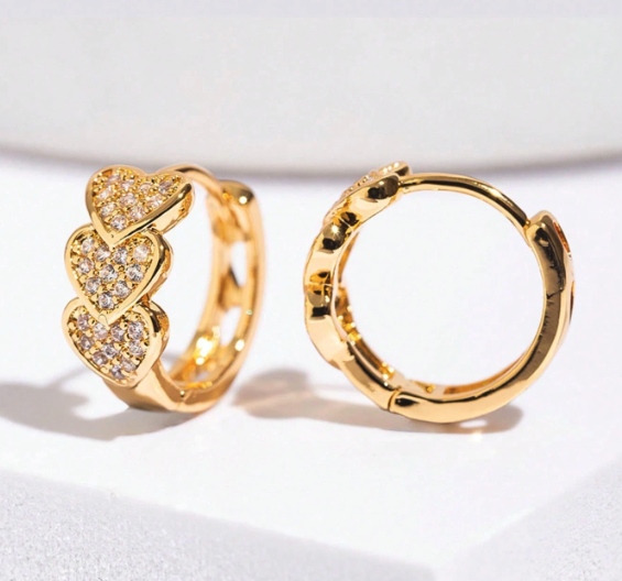 Triple Heart Sparkle Hoops