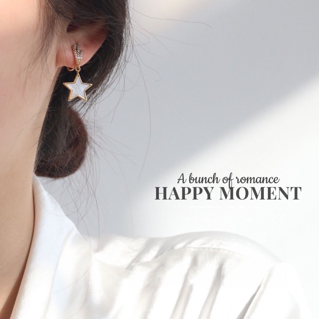 18K Mother of Pearl Diamond Earrings 