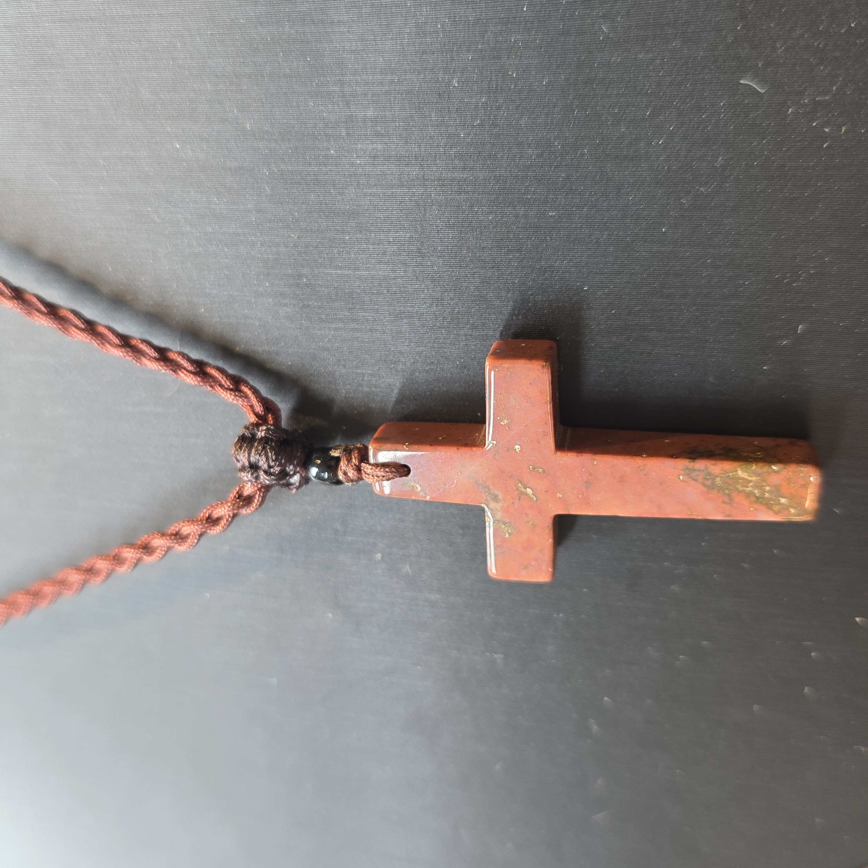 瑪瑙十字架織繩頸鏈