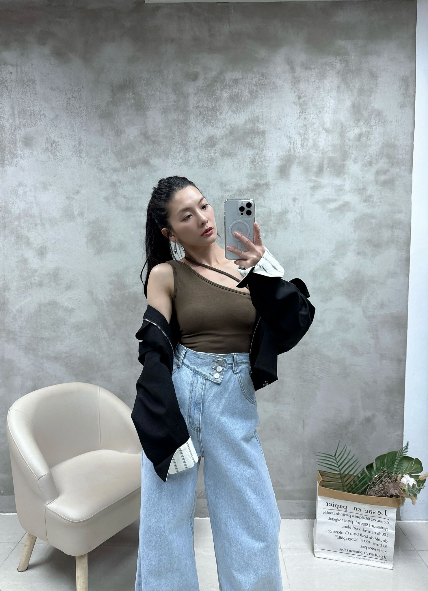 條子䄂束腰恤衫棉外套