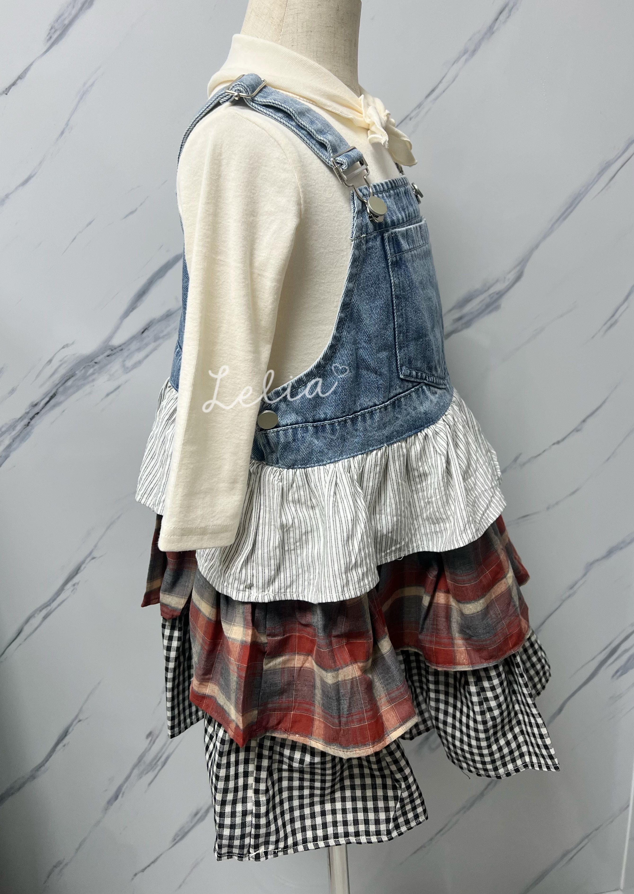 ▫️現貨▫️拼布牛仔吊帶裙