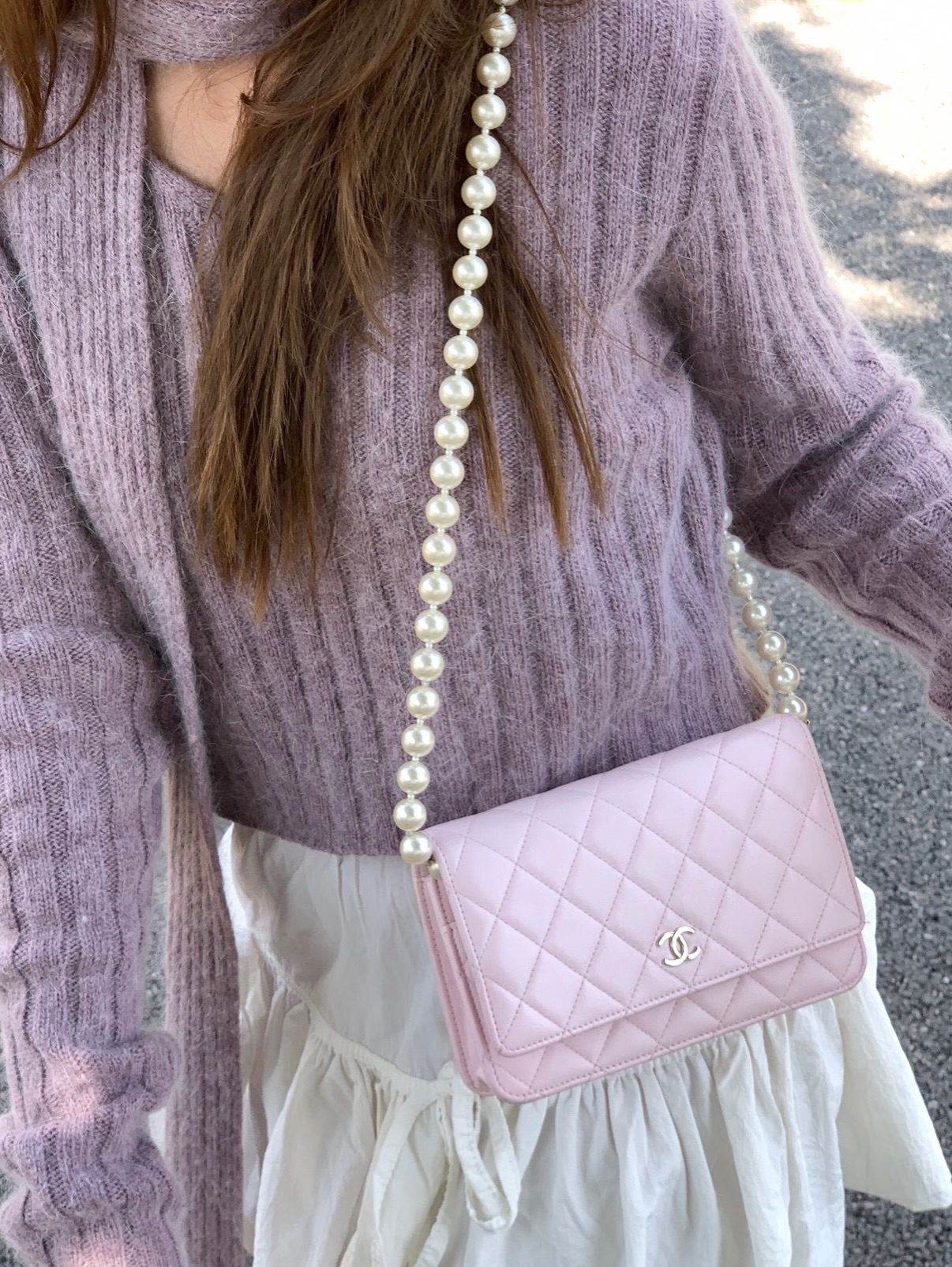 Chanel👜 PRE OWNED 🛍️櫻花粉紅珍珠珠鏈 woc💗  