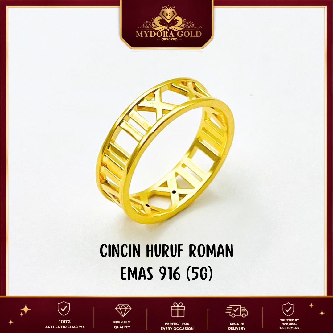 MYDORA Cincin Huruf Roman (5G) l EMAS 916/22K