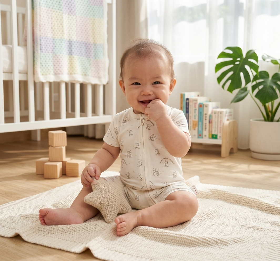 TENCEL Baby Zip Romper - Winter Bear [6-12months]