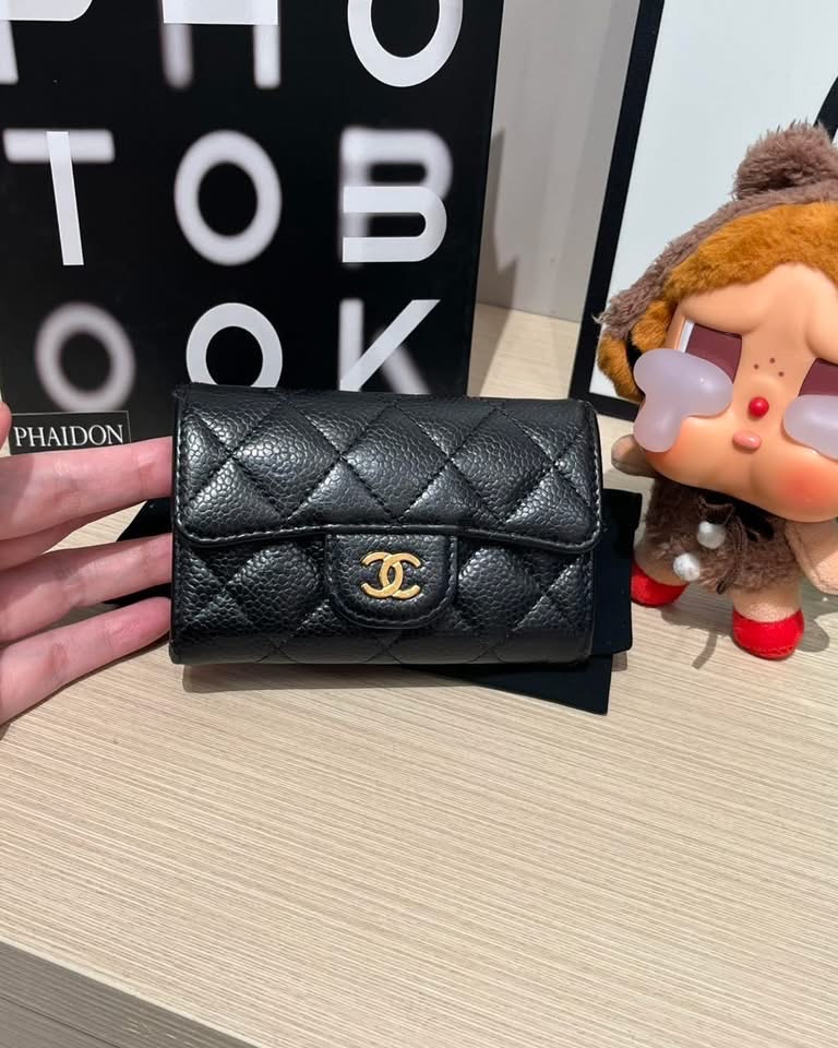 Chanel card holder 黑色魚子醬牛皮 100%authentic,95%new ✅ 新晶貼✅dust bag 