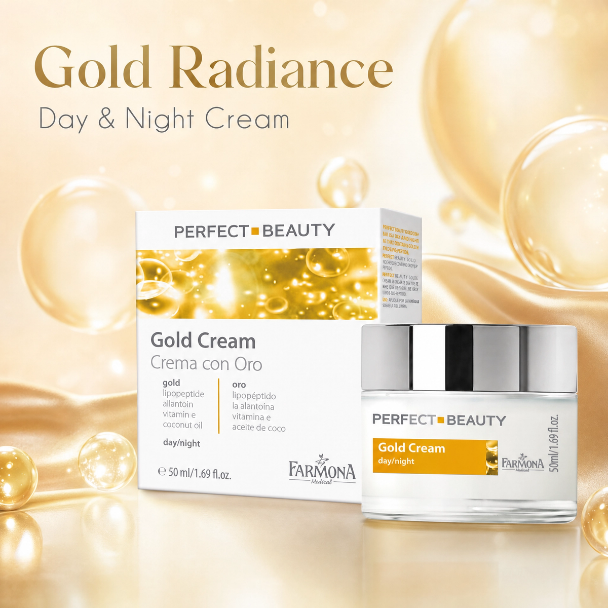 Perfect Beauty Face Cream with Gold & Vitamin E黃金維他命E緊緻抗皺面霜 50ml｜日夜全效修護 熟齡肌適用 提拉抗老 撫平細紋 深層保濕