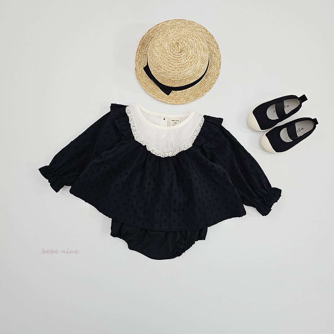 🌸預訂 韓國直送🌸🇰🇷Bebenine兩色荷葉花邊闊領上衣燈籠褲套裝