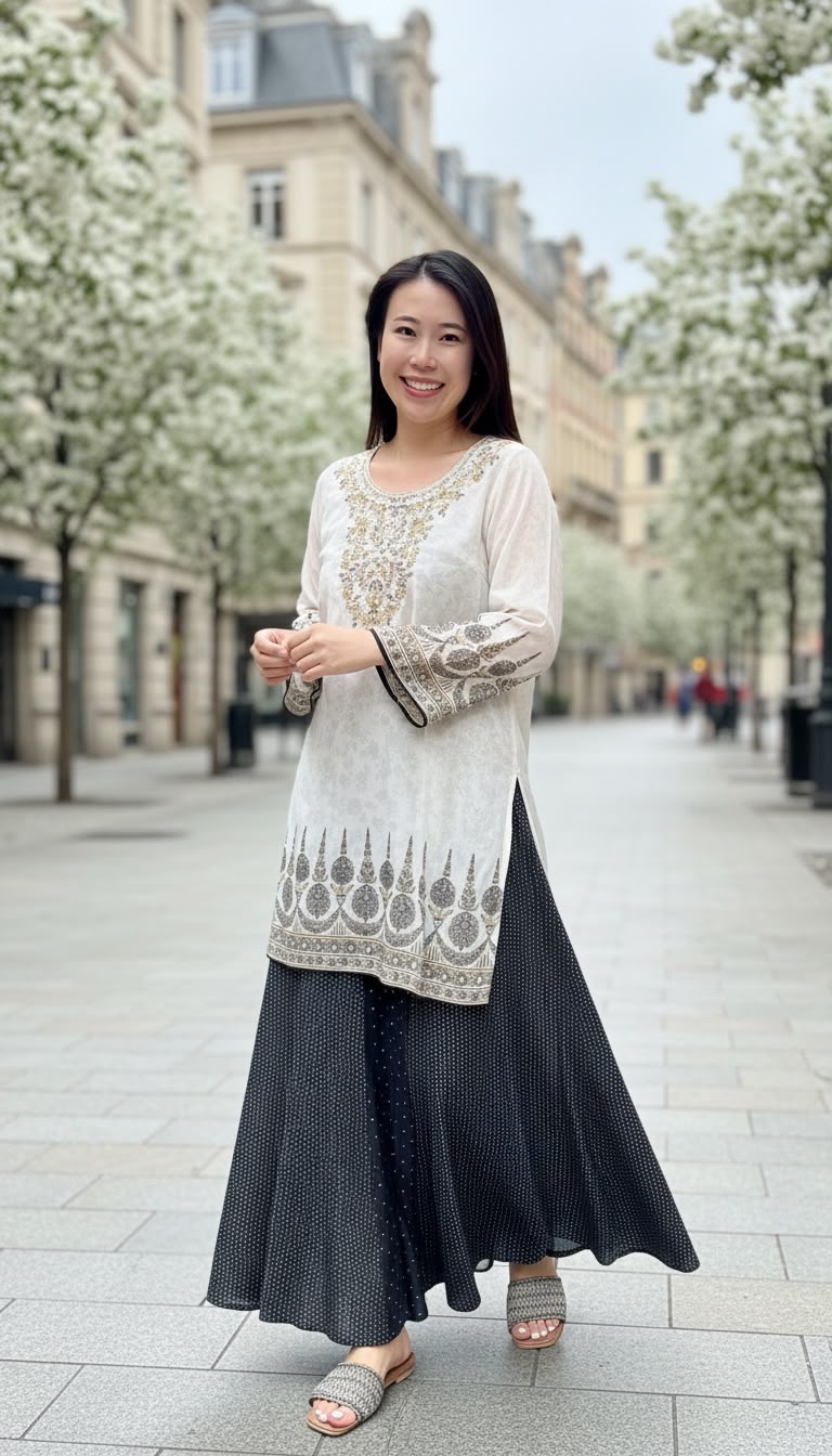 2619 Light Gery Traditional Golden Emb. Kurta