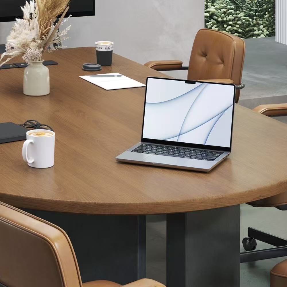 實木原木洽談會議檯椅組合 簡約商務輕奢高級感辦公培訓 Conference Table