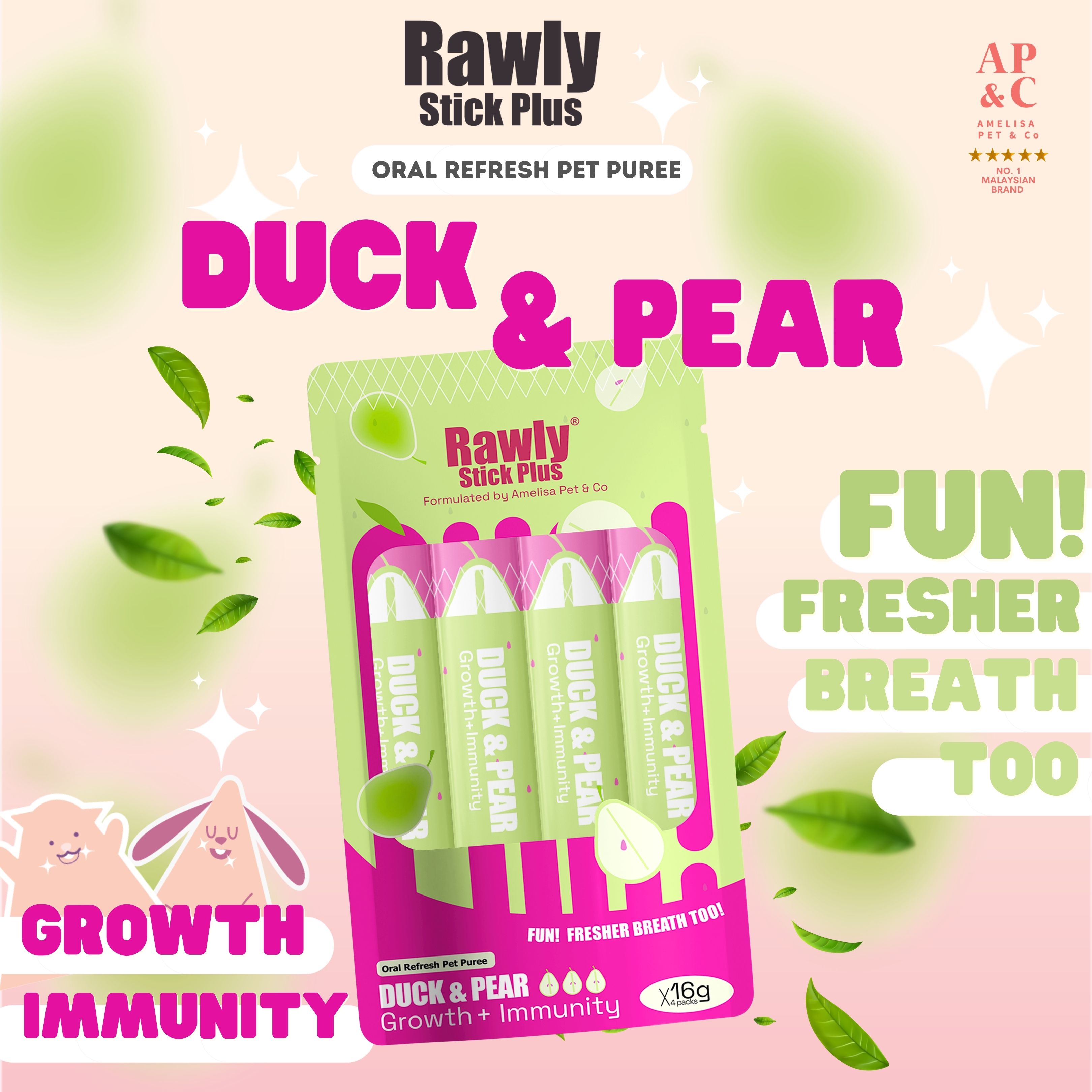AP&C｜口腔護理 貓犬肉泥條 貓條 Oral Refresh Puree 16g x 4