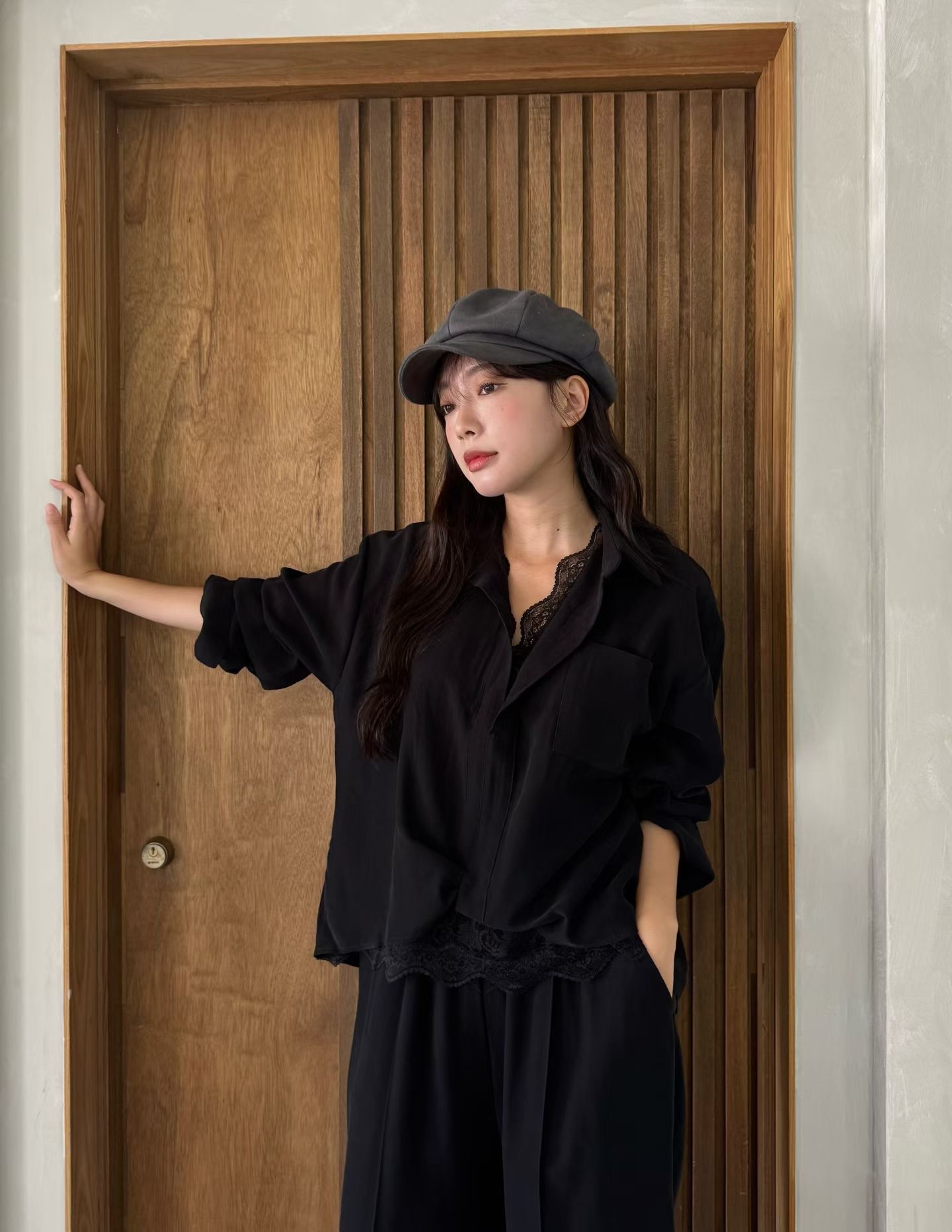 MA1 拼lace blouse 