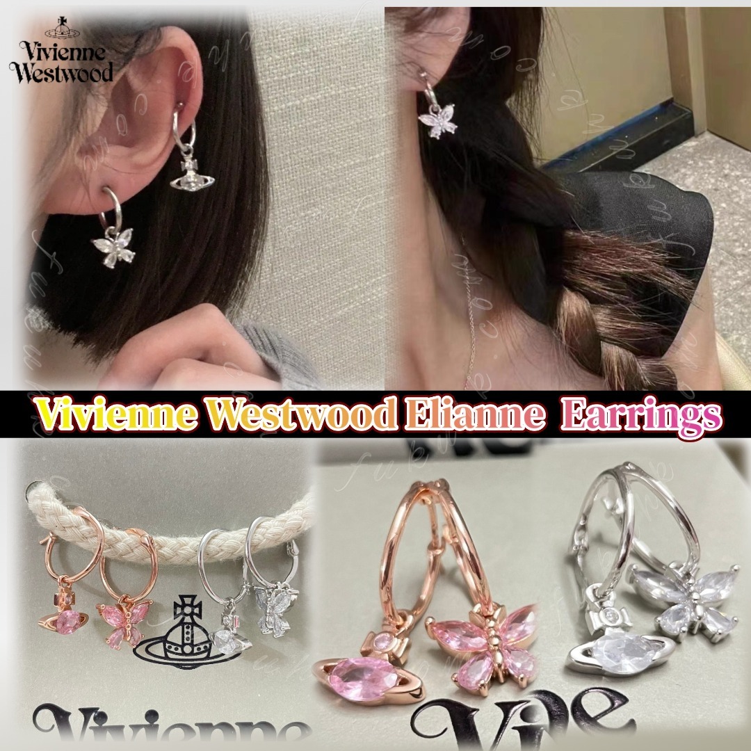 Vivienne Westwood Elianne  Earrings 蝴蝶土星不對稱耳環