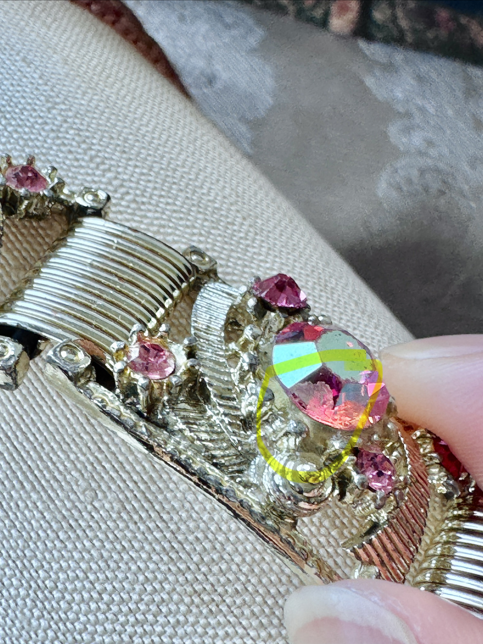 C.a. 1950s Elegant Pink Rhinestone Bracelet - 6.5" (MT2589-26)