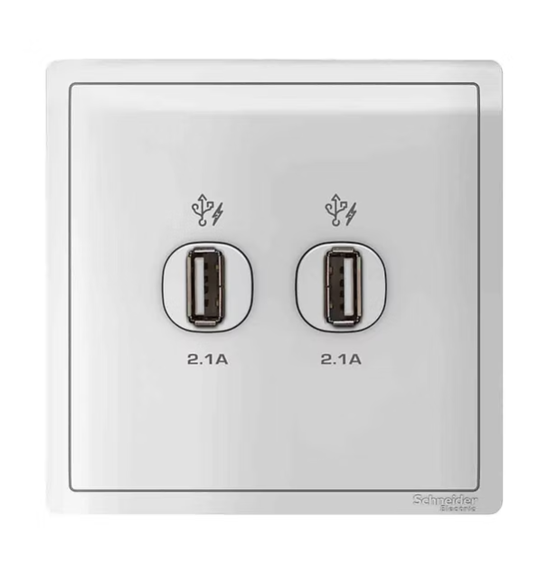  施耐德 Pieno 白 2位2.1A USB充電 插座