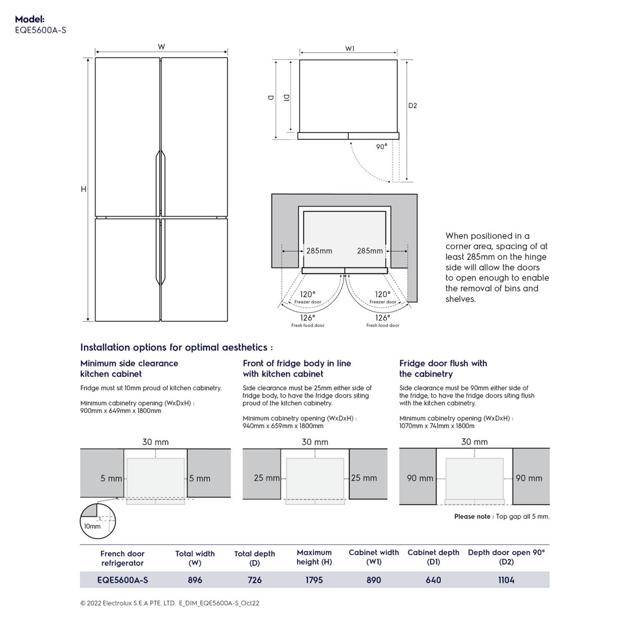 Electrolux 562L UltimateTaste 700 French Door Inverter Fridge (EQE5600A-S)